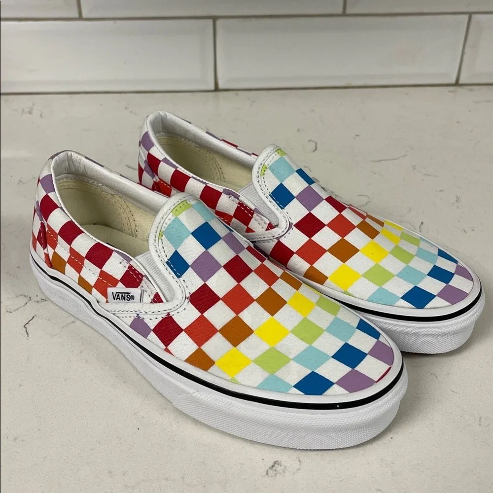 Vans Slip-On Rainbow Checkerboard Colorful Sneakers Unisex Women’s 6.5 Men’s 4 - Picture 13 of 17